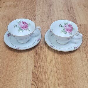 Vintage Bavaria Schumann Arzberg Germany Set Of 2 Cup And Saucers Roses